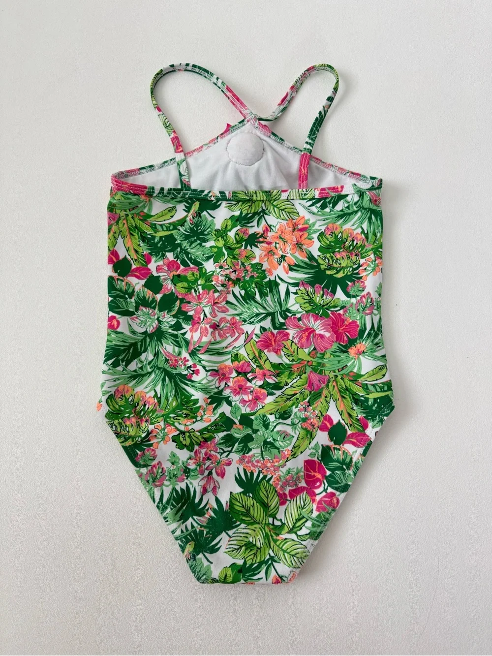 Janie and Jack Tropical Floral One Piece Swimsuit Girls Size 6 Pink Rosette